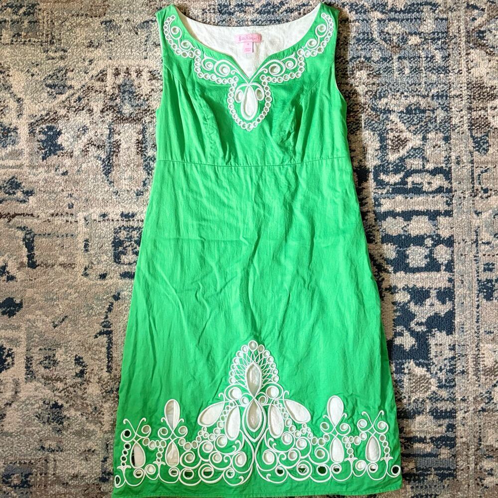 Lilly Pulitzer Delia green embroidered eyelet shift dress
